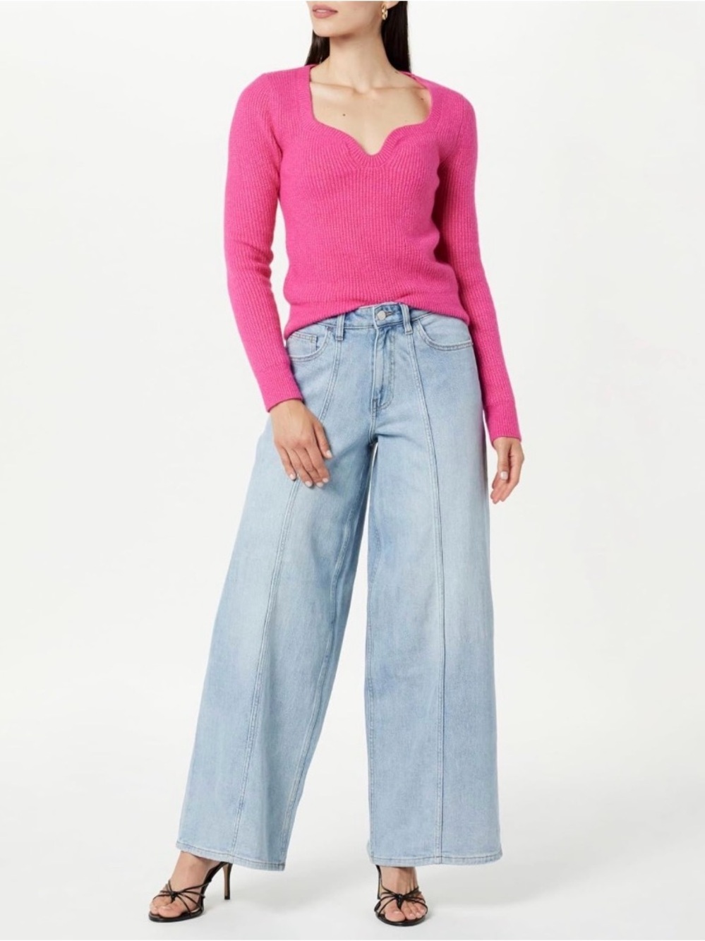 Light Blue Wide-Leg Jeans with Panel Seams